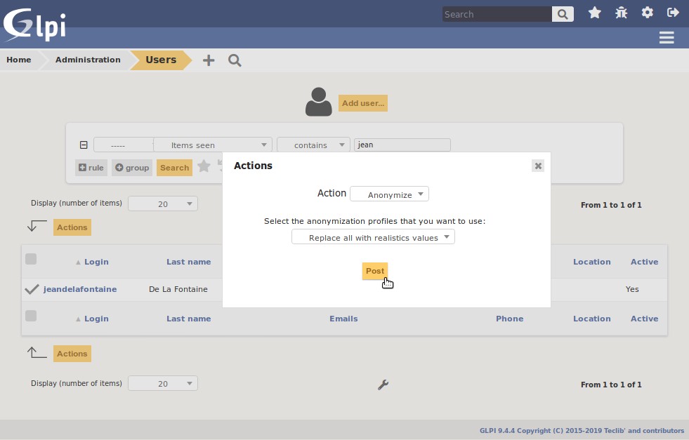GLPI Network Anonymization